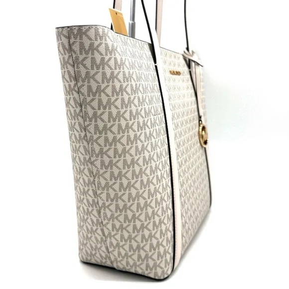 Michael Kors Pratt Large Signature Logo Tote Bag & Double Zip Wallet Light Cream - Picture 4 of 11